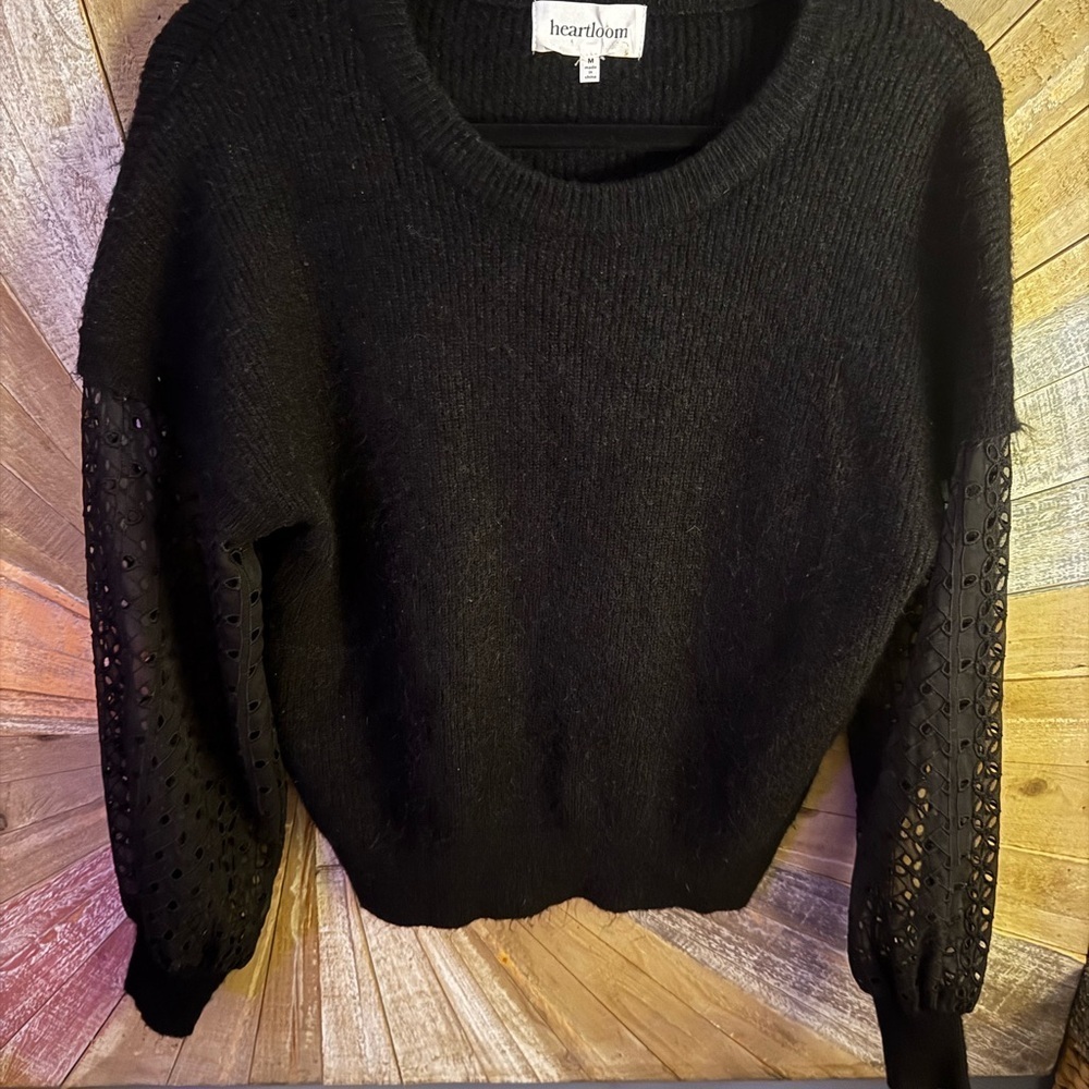 Heartloom Black Lace Sleeve Sweater - Picture 2 of 8
